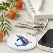 Colorful Dolphin Cute Arts キーホルダー (正面右)