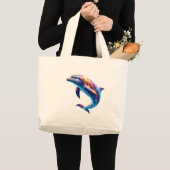 Colorful Dolphin Cute Arts ラージトートバッグ (正面(商品))