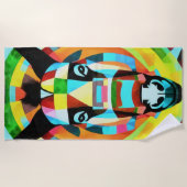 Colorful Donkey Geometric Art Abstract ビーチタオル (正面)