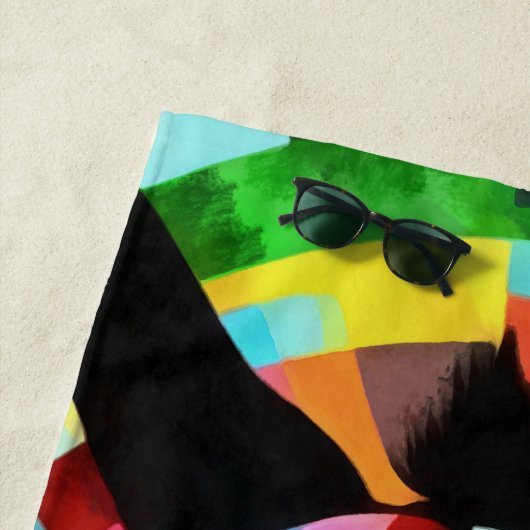 Colorful Donkey Geometric Art Abstract ビーチタオル (インサイチュ)