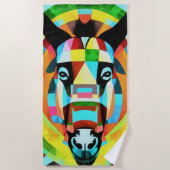 Colorful Donkey Geometric Art Abstract ビーチタオル (正面)