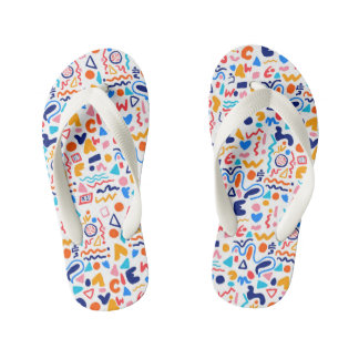 Colorful Doodle Flip Flops for Women | Retro Y2K A キッズビーチサンダル