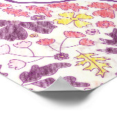 Colorful Doodle Flower Pencil Sketch Baby Shower ポスター (角)