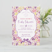 Colorful Doodle Flower Pencil Sketch Baby Shower 招待状 (スタンド正面)