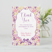 Colorful Doodle Flower Pencil Sketch Baby Shower 招待状 (スタンド正面)