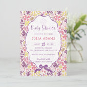 Colorful Doodle Flower Pencil Sketch Baby Shower 招待状 (スタンド正面)