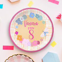Colorful Dopamine Flower Birthday Girl Paper Plate