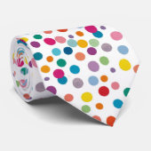 Colorful dots, white  ネクタイ (ロール)
