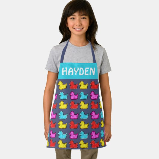 Colorful Dotty Duck Pattern Personalised  エプロン (インサイチュ)