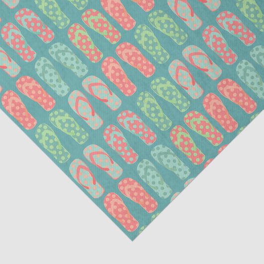 Colorful Dotty Flip Flop Pattern Teal 薄葉紙 (詳細)