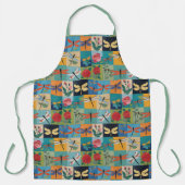 Colorful Dragonflies And Roses Patchwork エプロン (正面)