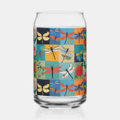 Colorful Dragonflies And Roses Patchwork ガラス缶 (裏面)