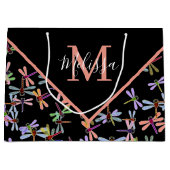 Colorful dragonflies personalized   ラージペーパーバッグ (正面)