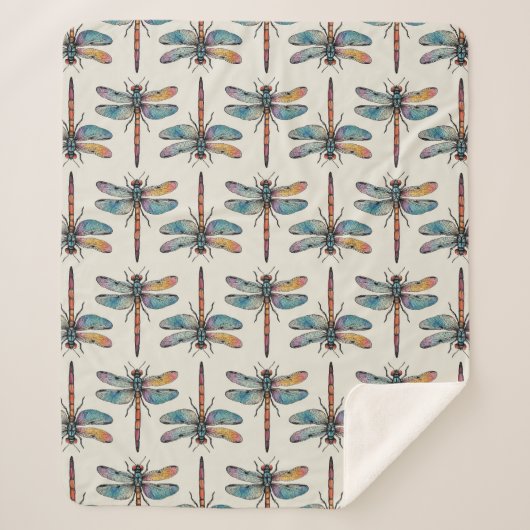 Colorful Dragonfly Pattern シェルパブランケット (正面)