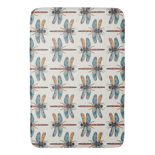 Colorful Dragonfly Pattern バスマット (正面縦)