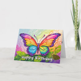 Colorful Drawing Butterfly Happy Birthday カード