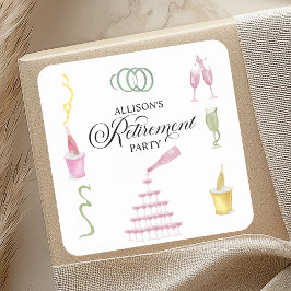 Colorful Drinks and Bottles Retirement Party スクエアシール