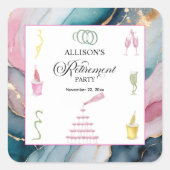 Colorful Drinks and Bottles Retirement Party スクエアシール (正面)