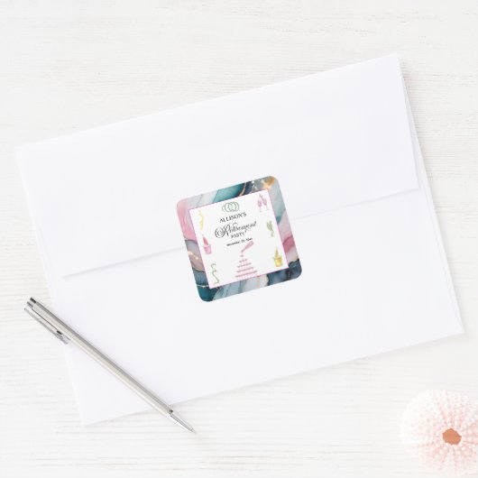 Colorful Drinks and Bottles Retirement Party スクエアシール (封筒)