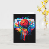 Colorful Drip Basketball Ball Hoop Slam Dunk Dripp カード (黄色い花)