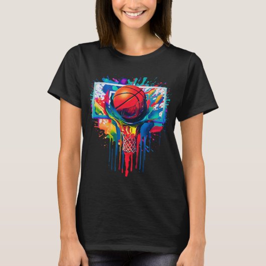 Colorful Drip Basketball Ball Hoop Slam Dunk Dripp Tシャツ (正面)