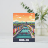 Colorful Dublin Cityscape – River Liffey & Bridges ポストカード (スタンド正面)