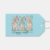 Colorful Easter Bunnies with Bows ギフトタグ (正面(横))