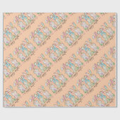 Colorful Easter Bunnies with Bows ラッピングペーパー (フラット)