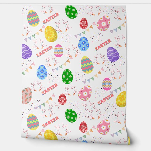 Colorful Easter Egg and Spring Bunting Pattern  壁紙 (ほどく)