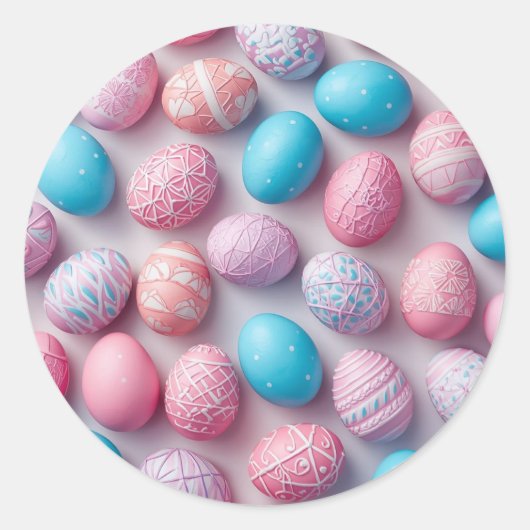 Colorful Easter Egg Hunt Classic Round Sticker ラウンドシール (正面)
