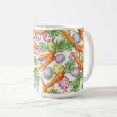 COLORFUL EASTER EGGS AND ORANGE CARROTS コーヒーマグカップ (正面右)