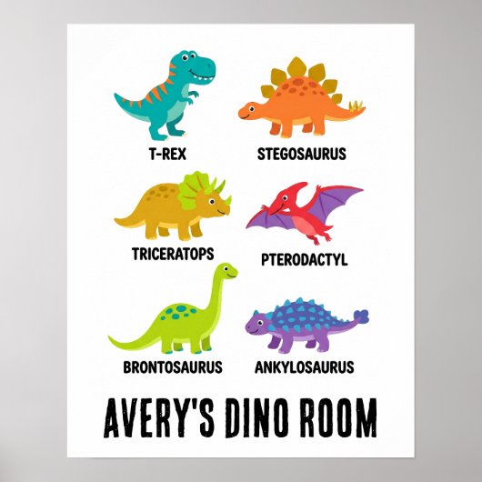 Colorful Educational Dinosaurs Kids Room ポスター (正面)