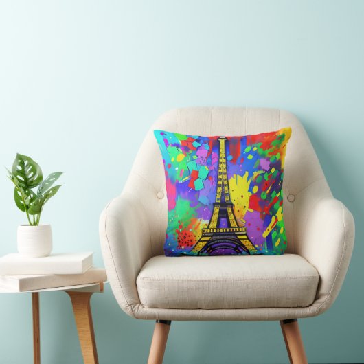 Colorful Eiffel painting クッション (椅子)