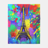 Colorful Eiffel painting フリースブランケット (正面)
