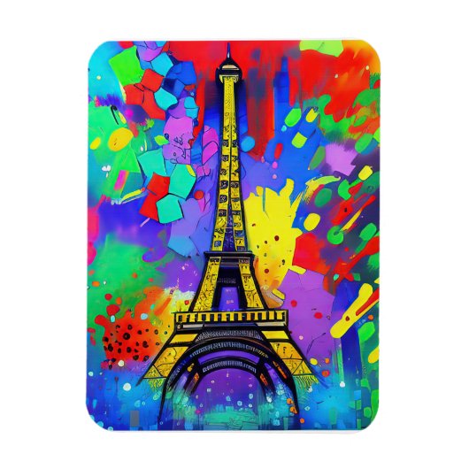 Colorful Eiffel painting マグネット (縦)