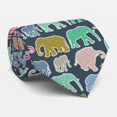 Colorful Elephants, Pattern Of Elephants, Zigzag ネクタイ (ロール)