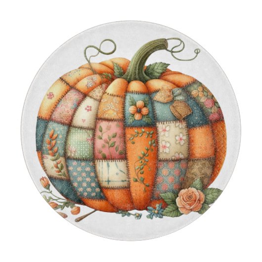 COLORFUL EMBROIDERY LOOK FALL PUMPKIN カッティングボード (正面)