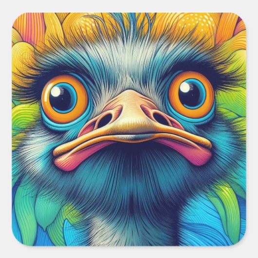 "Colorful Emu" Sticker Sheet スクエアシール (正面)