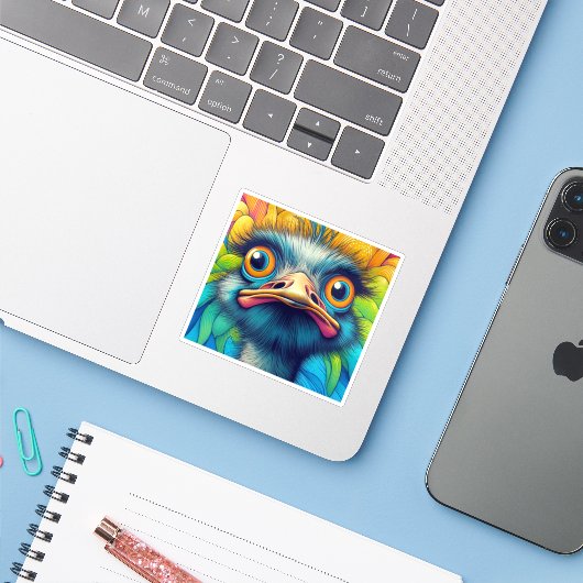 "Colorful Emu" Vinyl シール (ノートパソコンとiPhone)