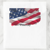 Colorful energy wave american flag  長方形シール (バッグ)