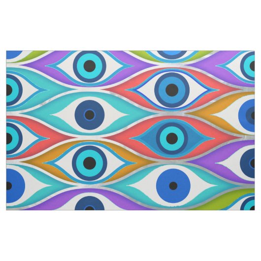 Colorful Evil Eye protection pattern ファブリック (ファットクウォーター)