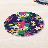 Colorful Exotic Flowers Leaves Pattern-23021 ペーパーコースター (アングル)