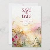 Colorful Exquisite Wildflowers Field Wedding Photo セーブザデート (正面)