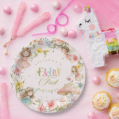 Colorful Fairy First Birthday Enchanted garden ペーパープレート (パーティー)