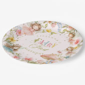 Colorful Fairy First Birthday Enchanted garden ペーパープレート (アングル)