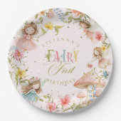 Colorful Fairy First Birthday Enchanted garden ペーパープレート (正面)