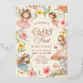 Colorful Fairy First Birthday Enchanted garden 箔招待状 (正面)