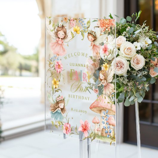 Colorful Fairy First Birthday Enchanted Welcome アクリルサイン