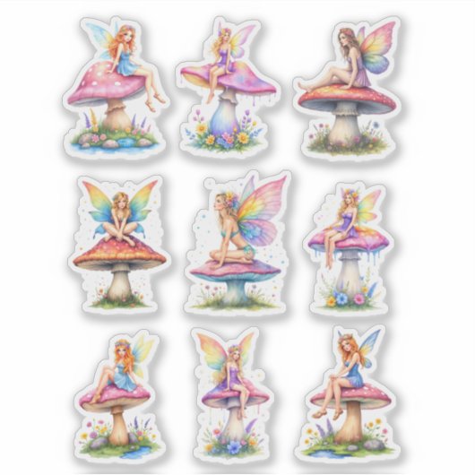 Colorful Fairy Scrapbook Paper Cutouts シール (正面)