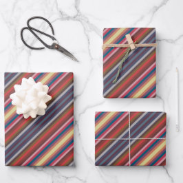Colorful Fall And Winter Colored Stripes Pattern ラッピングペーパーシート